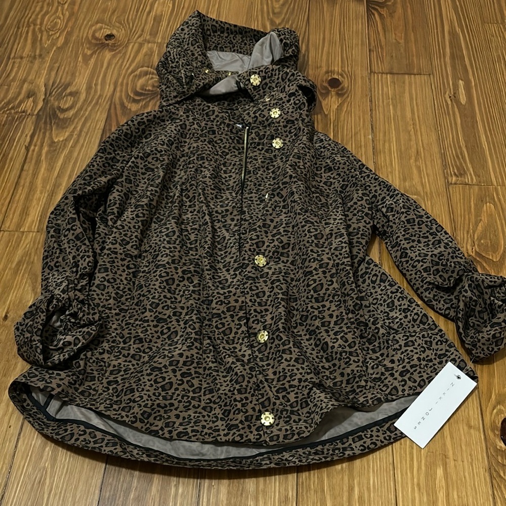 Leopard Print Hooded Jacket NWT